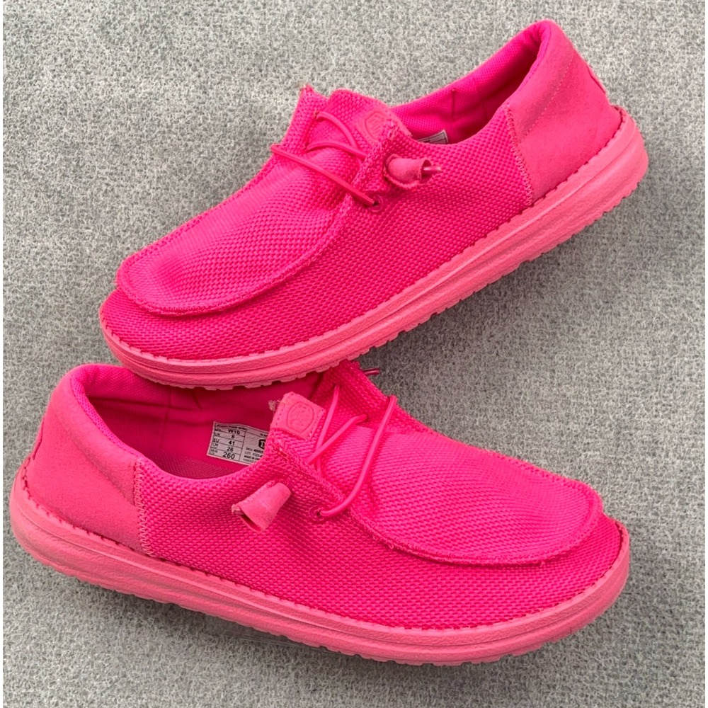 Hey Dude Womens Wendy Slip On Mono Funk Comfort Shoes Sz 10 Electric Hot Pink👀